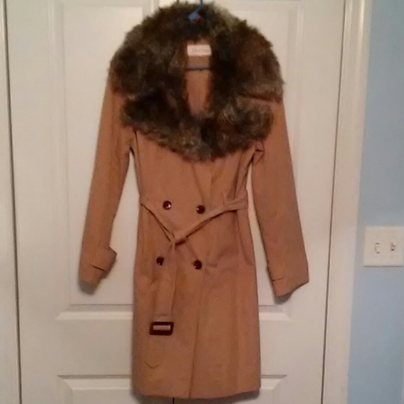Calvin Klein Jackets & Blazers - CALVIN KLEIN Fur Trench Coat Size M